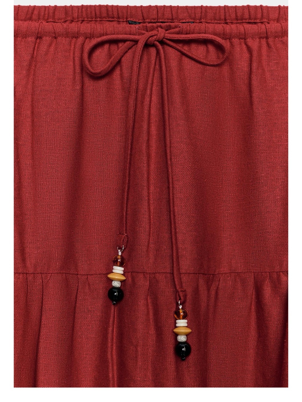 Zara Red Linen Halter Tiered Skirt Set - Picture 11 of 11